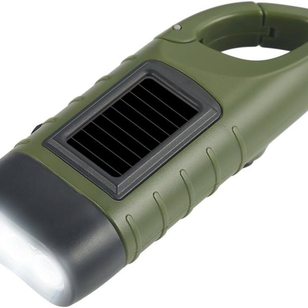 Hand Crank Solar Flashlight, Portable LED Survival Flashlight for Camping, Outdo
